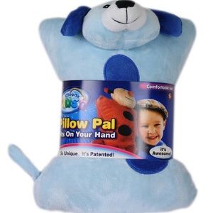 Pillow, Ultimate Travel Buddy: Plush Hand Pillow for Kids, Blue Puppy
